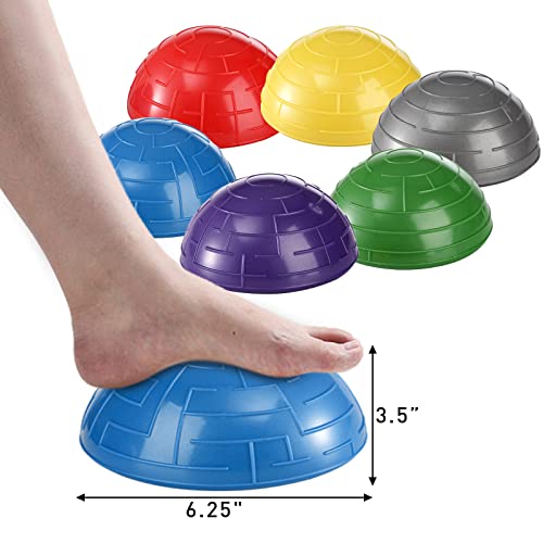 Fasmov 6 Pack Balance Pod Balance Trainer Dots for Squat Touch Downs Core Body Balancing Inflatable Stepping Pads 1 Hand Pump - Image 3