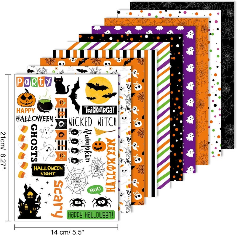 ASTARON 60 Sheets Halloween Pattern Paper Set A5 Size （5.5 x 8.2”） Decorative Paper for Card Making Craft Scrapbook decoration, 10 Styles （Not Tissue Paper!!） - Image 2