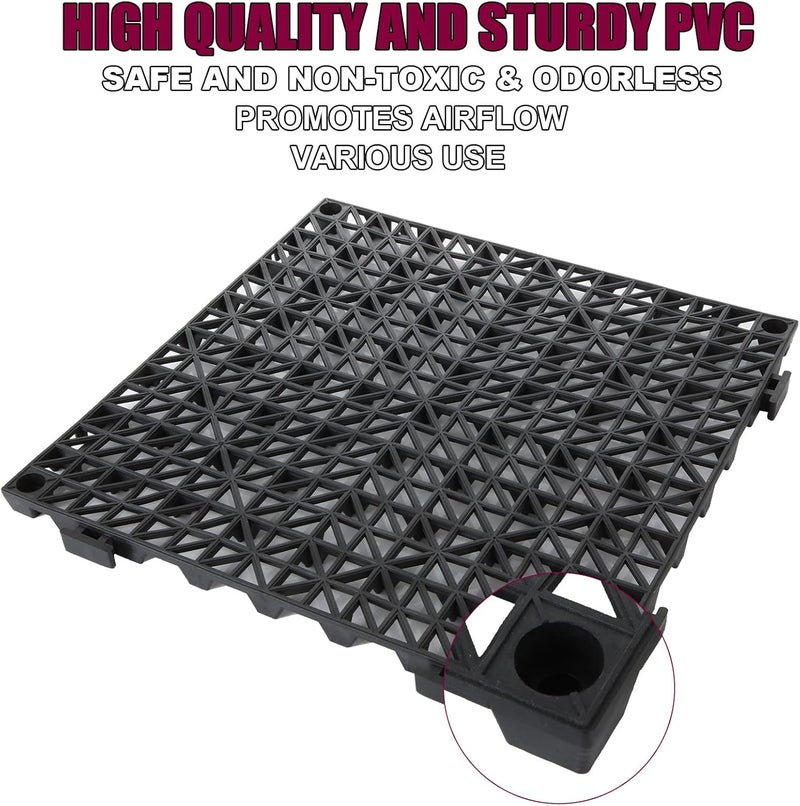FengWu 12 Pack 12'' x Interlocking Rubber Bathroom Flooring Tiles - Non-Slip Waterproof Mats for Shower, Pool, and Patio (Black) - Image 5