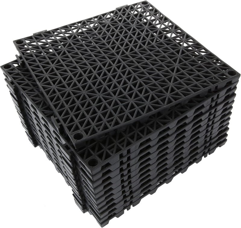 FengWu 12 Pack 12'' x Interlocking Rubber Bathroom Flooring Tiles - Non-Slip Waterproof Mats for Shower, Pool, and Patio (Black) - Image 1