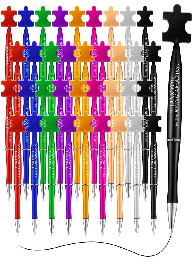 Moinchore 36 Pcs Bulk Appreciation Gifts for Employees Thank You Pens for Coworkers Team Gifts Autism Puzzle Pens Being Amazing Inspirational Ballpoint for School Class Staff Nurse Special Educators - Image 1