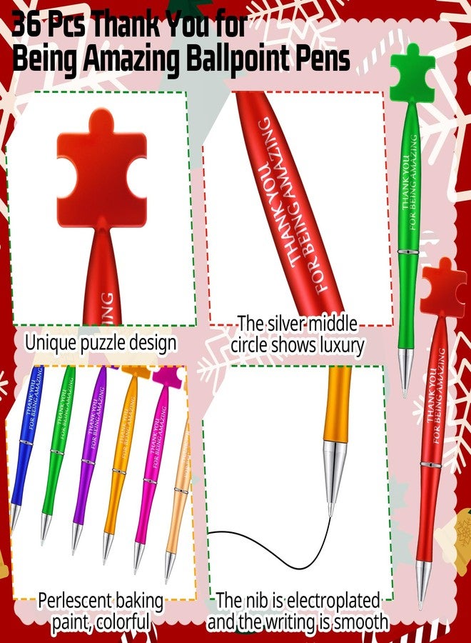 Moinchore 36 Pcs Bulk Appreciation Gifts for Employees Thank You Pens for Coworkers Team Gifts Autism Puzzle Pens Being Amazing Inspirational Ballpoint for School Class Staff Nurse Special Educators - Image 3