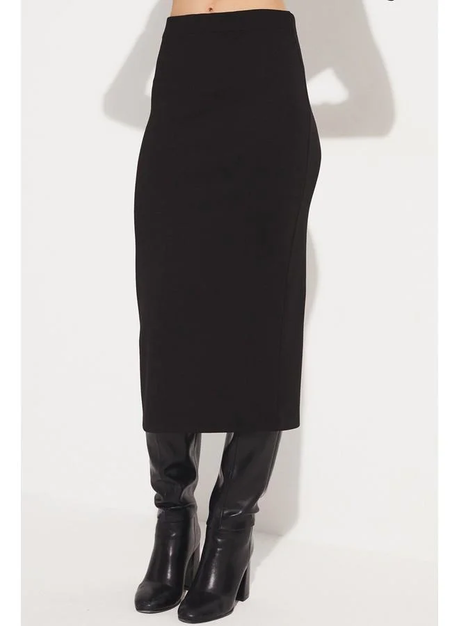 JUNE June Knitted Midi Skirt Black