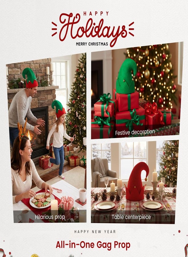 MCPINKY 3PCS Christmas Elf Hats, Elf Felt Hat with Jingle Bells Novelty Funny Christmas Hat for Kids Adults Holiday Party Costume Photos Props - Image 4