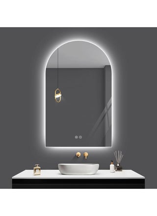 Arched LED Bathroom Mirror, Frameless Arch Backlit Wall Mirror, Lighted Vanity Mirror with 3 Color Temperature Adjustment, Anti-Fog, Explosion-Proof, Waterproof, 5MM Silver Mirror, Touch Button Control, 12V Waterproof Light Strip, Wall-Mounted, 50x80 cm. - pzsku/Z7F9743942B3100CB36C7Z/45/_/1723805772/711b4929-bb48-4150-b7b3-c7ceb4328f84