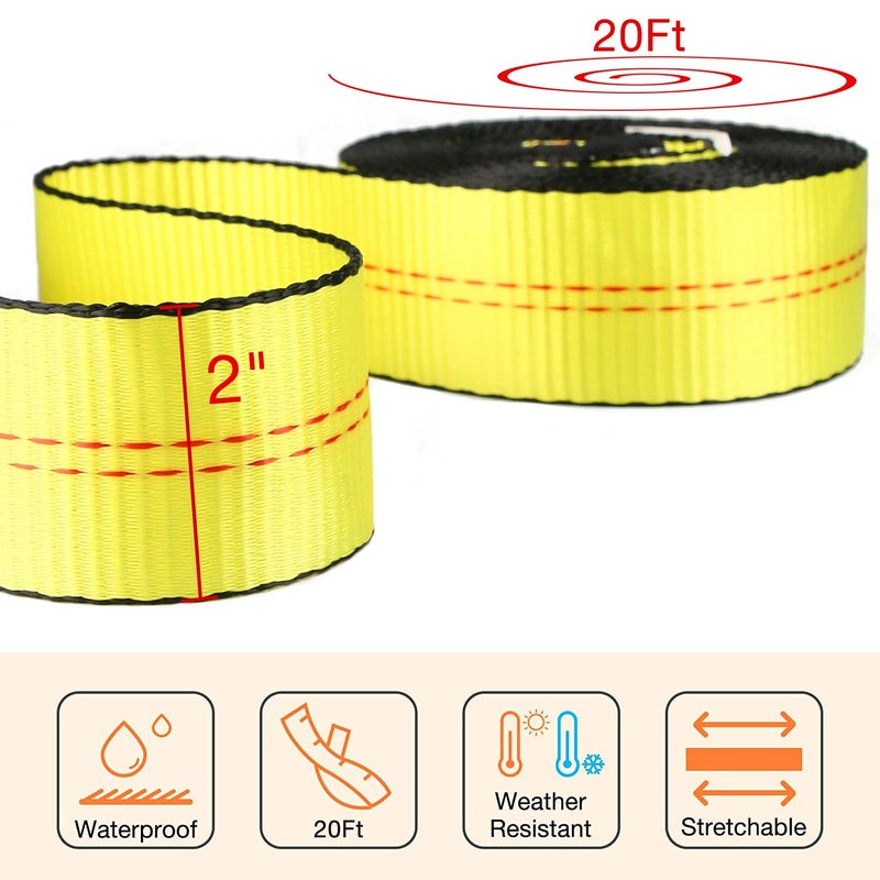 sumpluct Tow Strap Heavy Duty 2" x 20 Ft,20,000 lbs Break Strength Reinforced Tree Saver Straps,Use for Emergency Towing Rope,Vehicles,Boats,Jet Ski,4x4 Off Road Tow Truck Camper Accessories Travel Essentials - Image 4