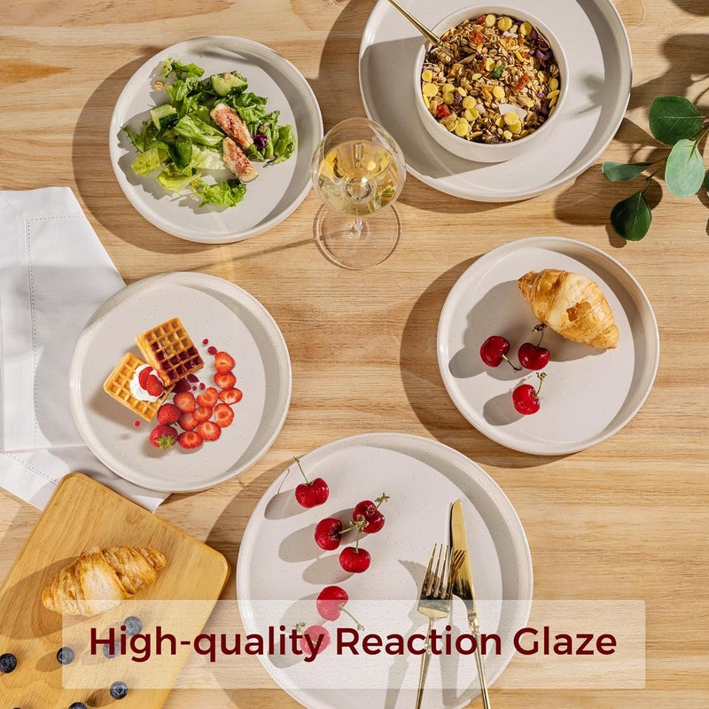 AmorArc Ceramic Dinnerware Set for 8  Speckled Stoneware Plates and Bowls with Rustic Terracotta Underside Scratch ResistantDishwasher  Microwave Safe Dishes Sets 24pcs Beige - Image 4