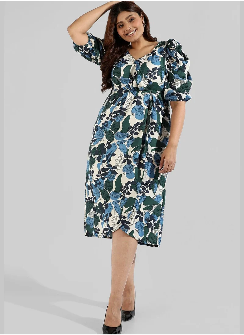 Instafab Plus Floral Print Dress