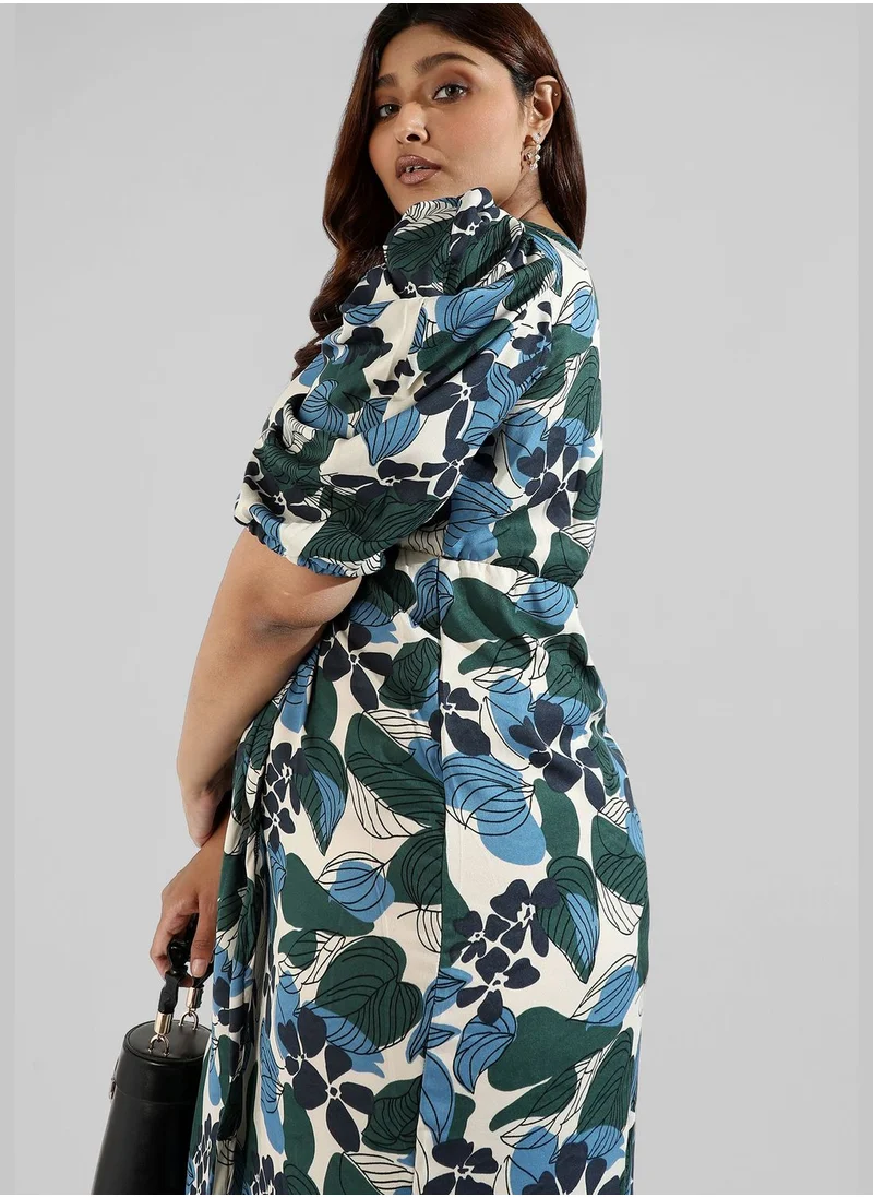 Instafab Plus Floral Print Dress