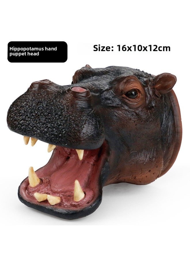 Science And Education Cognitive Gloves Model Simulation Animal World Children Interactive Entertainment Puppet Toy-Color:X317 Hippo Hand Puppet Head 183.8g  - Image 1