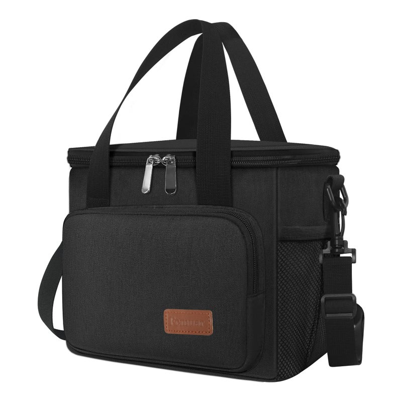 Femuar Reusable Lunch Box for Men/Women - Insulated Lunch Bag Leakproof Lunchbox for Work Office Picnic Beach - Freezable Lunch Cooler Bag with Adjustable Shoulder Strap - Black - Image 1