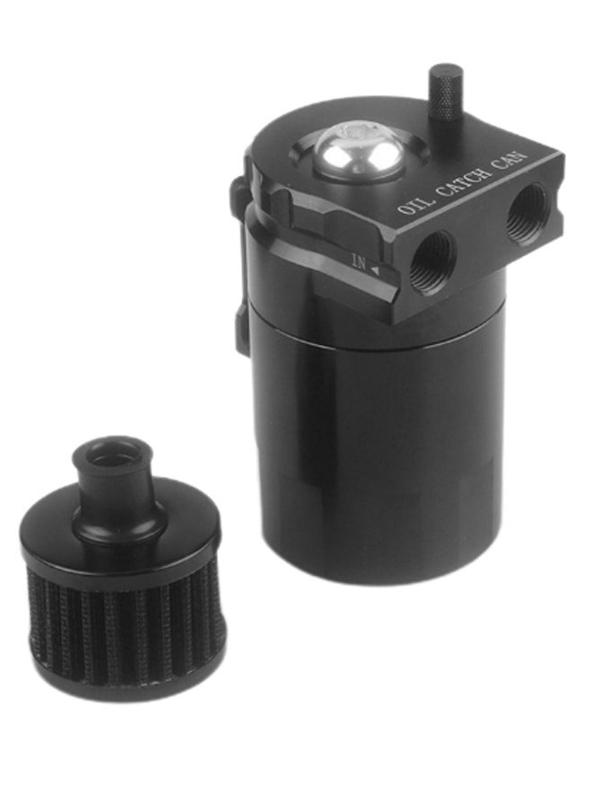 Generic Aluminum Oil CatcAutomobile modification parts oil breather pot, with air filter breather flat head, waste oil recovery pot, baffle oil and gas separation tank oil storage tank, universal oil and ga  - Image 1