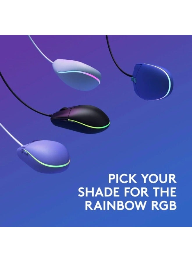 ماوس ألعاب سلكي مزود بمستشعر 8000 نقطة في البوصة، وإضاءة RGB بتقنية LIGHTSYNC، و6 أزرار قابلة للبرمجة، وذاكرة مدمجة، وتخطيط الشاشة، ومتوافق مع أجهزة الكمبيوتر الشخصية وأجهزة ماك - بنفسجي