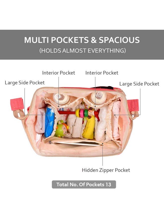 PACKNBUY Classic Diaper Bag for Mothers for Travel, Maternity Bag with Insulated Bottle Pockets, Water Resistant Baby Diaper Bag with Multiple Pockets for Newborn Baby Products (Hot Pink) - Image 4