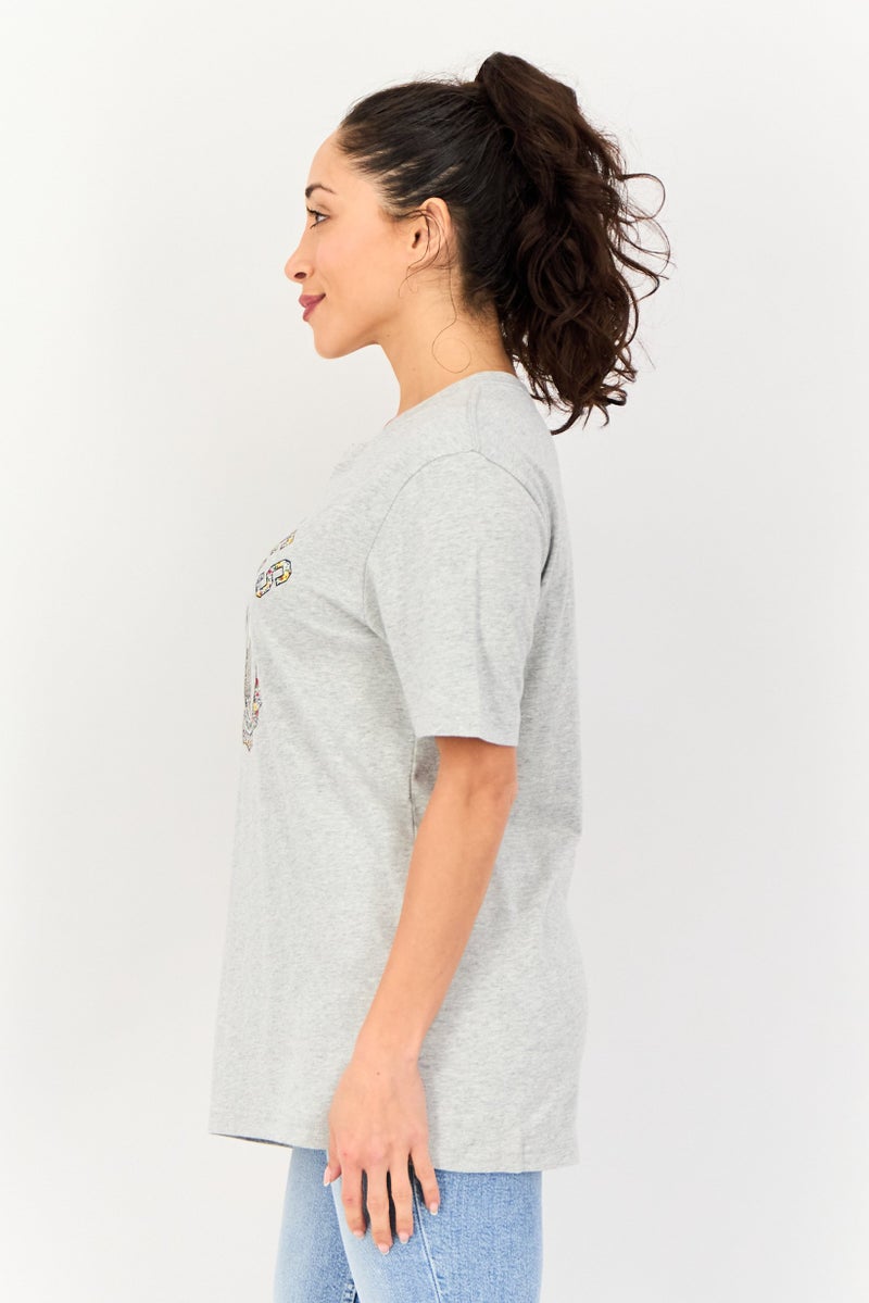 Bloomies Women Crew Neck Short Sleeve Graphic Print T-Shirt, Grey - Image 4