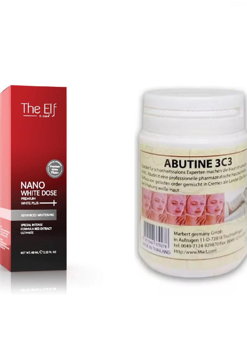 The Elf Nano White Dose Premium White Plus Serum 60ml  & Abutine 3c3 Whitening Cream 250g 