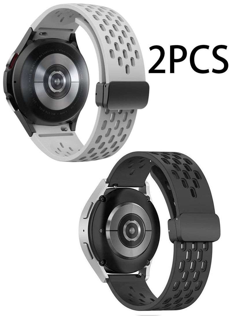 Samsung Galaxy Watch 6 5 4 Band 44mm 40mm/Galaxy Watch 6 Classic Bands 47mm 43mm/Watch 5 Pro 45mm/Watch 4 Classic 46mm 42mm, Soft Silicone strap with Magnetic Buckle,Replacement Band - Image 1