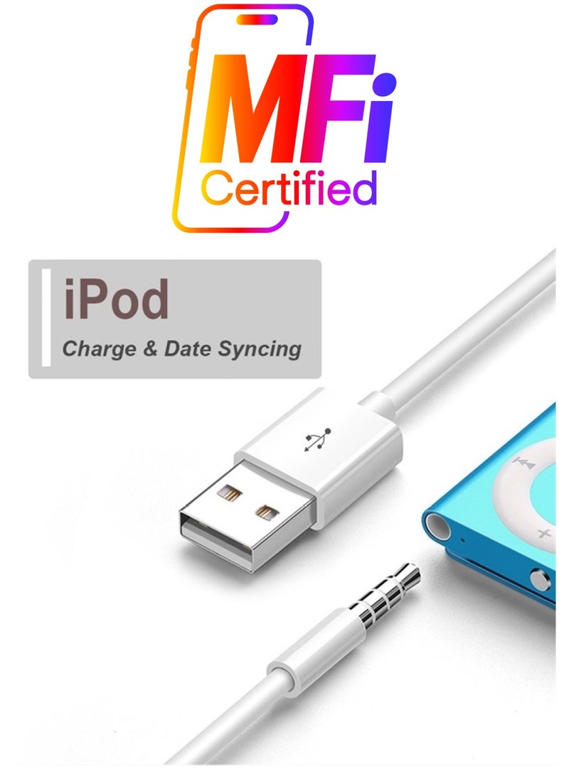 iMangoo Charging Cable for iPod Shuffle Cable USB Data Sync Cable Cord 3.5mm Male AUX Plug to USB Male Adapter Cable Charger Converter Headphone Audio Extender Jack for iPod Shuffle 3 4 5 6 Gen 2-Pack  - Image 1