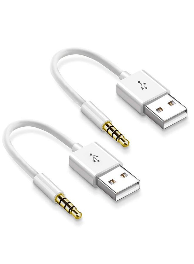 iMangoo iPod Shuffle Cable, iMangoo [2 Pack] USB Data Sync Cable Cord 3.5mm Male AUX Plug to USB Male Adapter Charging Cable Audio Jack Cable for iPod Shuffle 3/4/5/6/7 Gen - Image 1