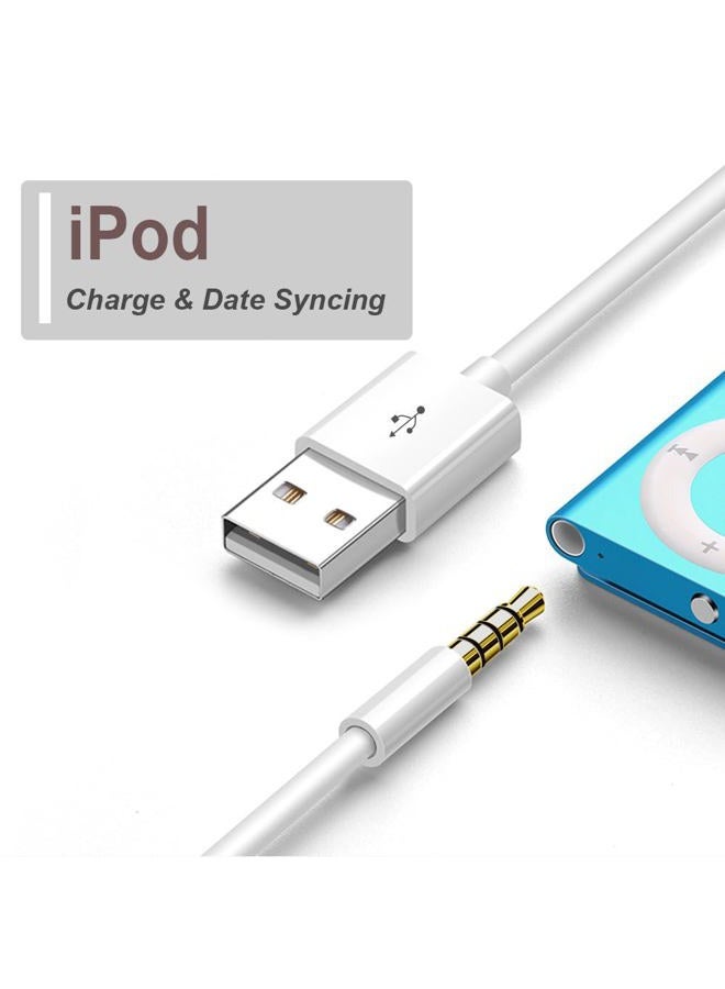 iMangoo iPod Shuffle Cable, iMangoo [2 Pack] USB Data Sync Cable Cord 3.5mm Male AUX Plug to USB Male Adapter Charging Cable Audio Jack Cable for iPod Shuffle 3/4/5/6/7 Gen - Image 2