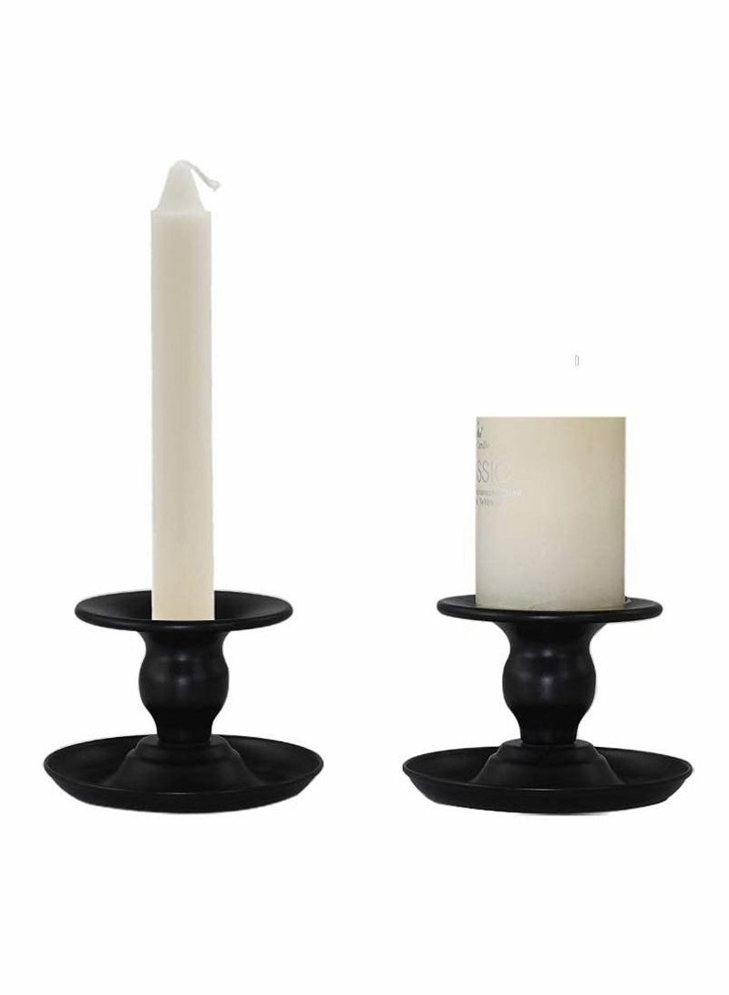Captaintech Taper Candle Holder Set, Black Retro Iron Candle Stick Holder, Candlelight Stand for Pillar Candles, Candle Stands Decorative for Weddings, Parties and Home Décor (Pack of 2) - Image 1