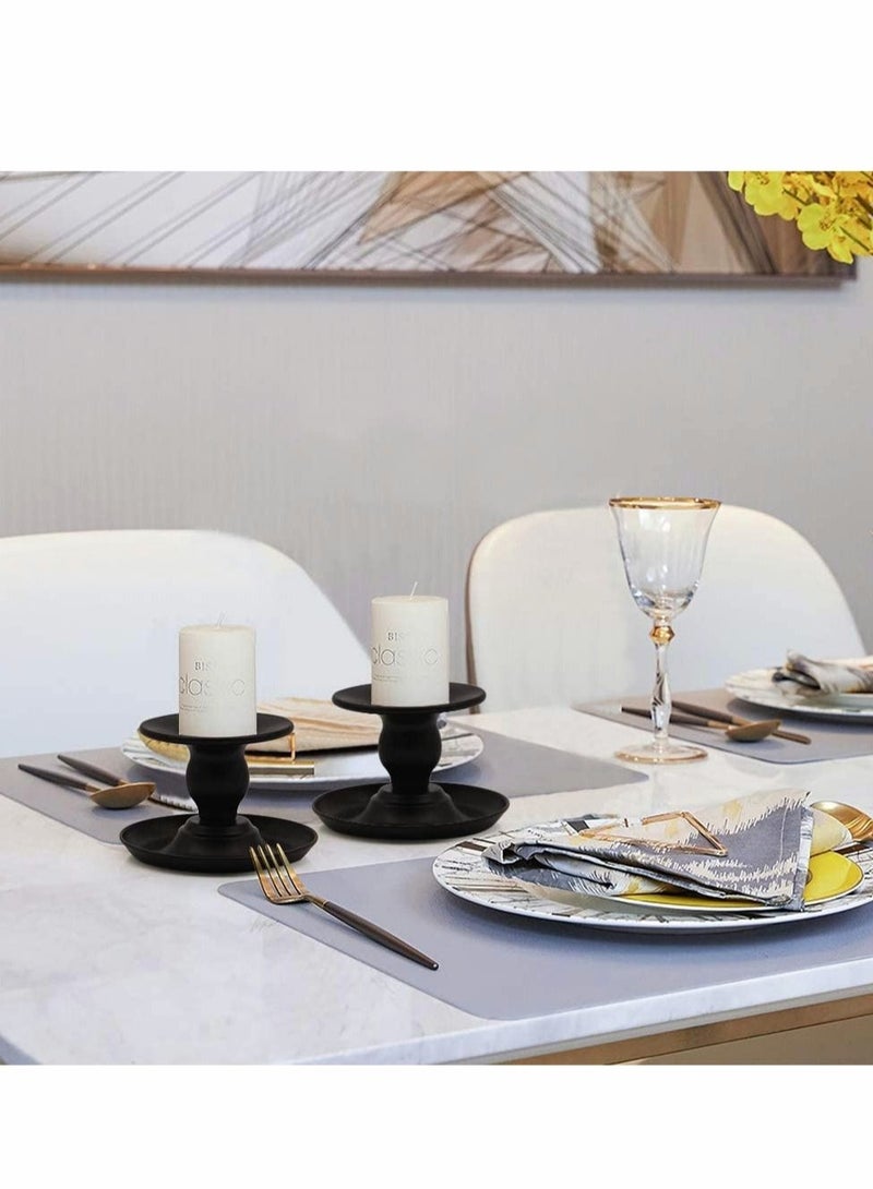 Captaintech Taper Candle Holder Set, Black Retro Iron Candle Stick Holder, Candlelight Stand for Pillar Candles, Candle Stands Decorative for Weddings, Parties and Home Décor (Pack of 2) - Image 2