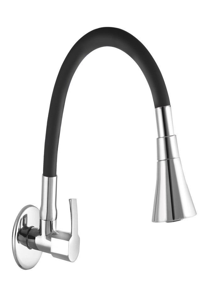 10X Brass Sink Tap for Kitchen SF-90551 Wall Mount Chrome Plate Black Flexible Revolving Spout - Image 1