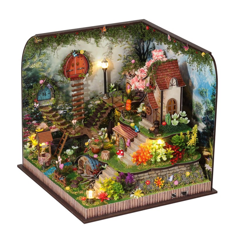 Kisoy DIY Miniature House Kit Tiny House Kit with Furniture and LED Light for Adults and Teens DIY Mini House Craft Kit DecorationsGifts for Family and FriendsWhispering Woods - Image 3