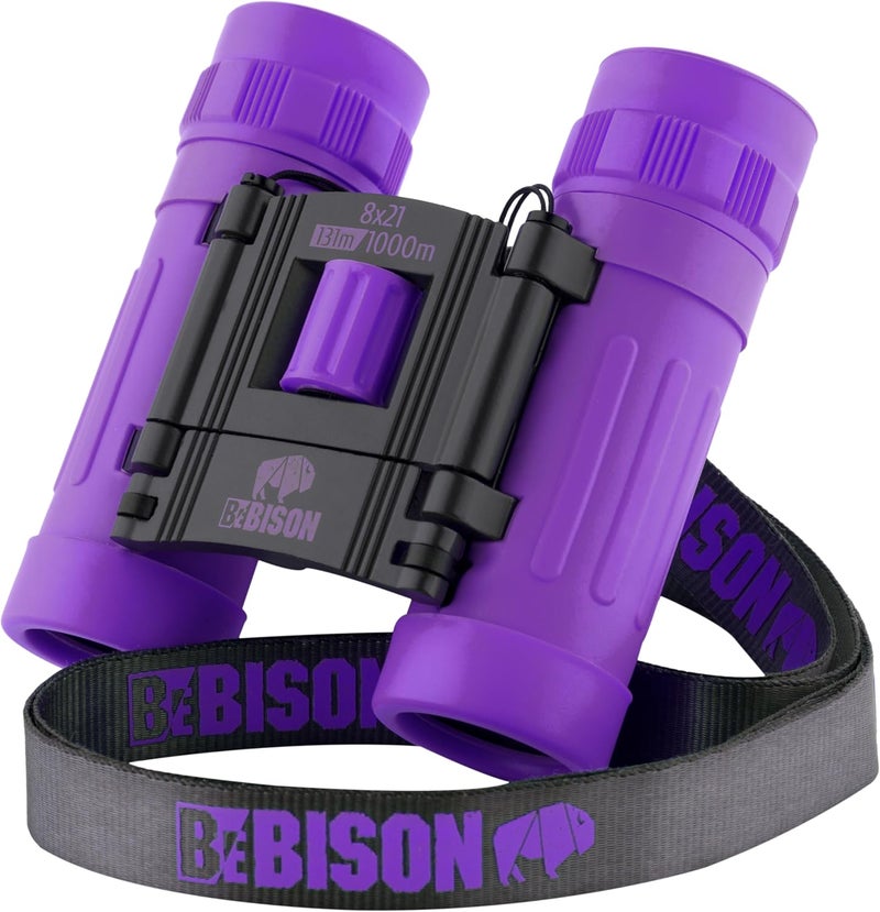 Scotar BeBison Binoculars for Kids and Adults - 8x21 High Resolution Real Optics - Compact Folding Shockproof Kids Binoculars for Bird Watching - Spy Games - Outdoor Play for Boys and Girls - Image 1