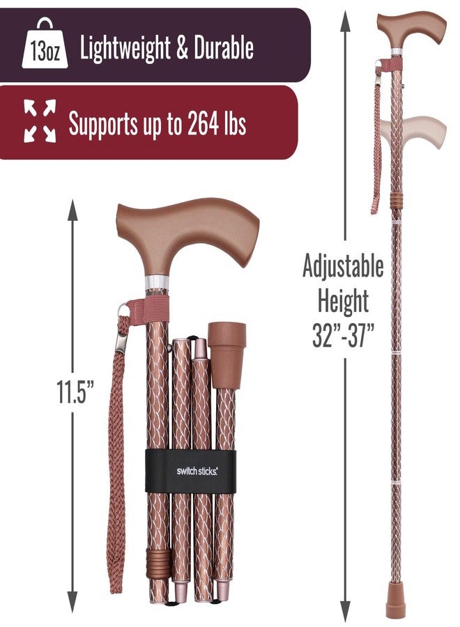 Switch Sticks Folding Walking Cane For Women & Men - Adjustable 32-37 In, Lightweight With Ergonomic Wood Handle, Slip-Resistant Rubber Tip Supports 264 Lbs - Canes For Women For Stability (FSA/HSA) - Image 4