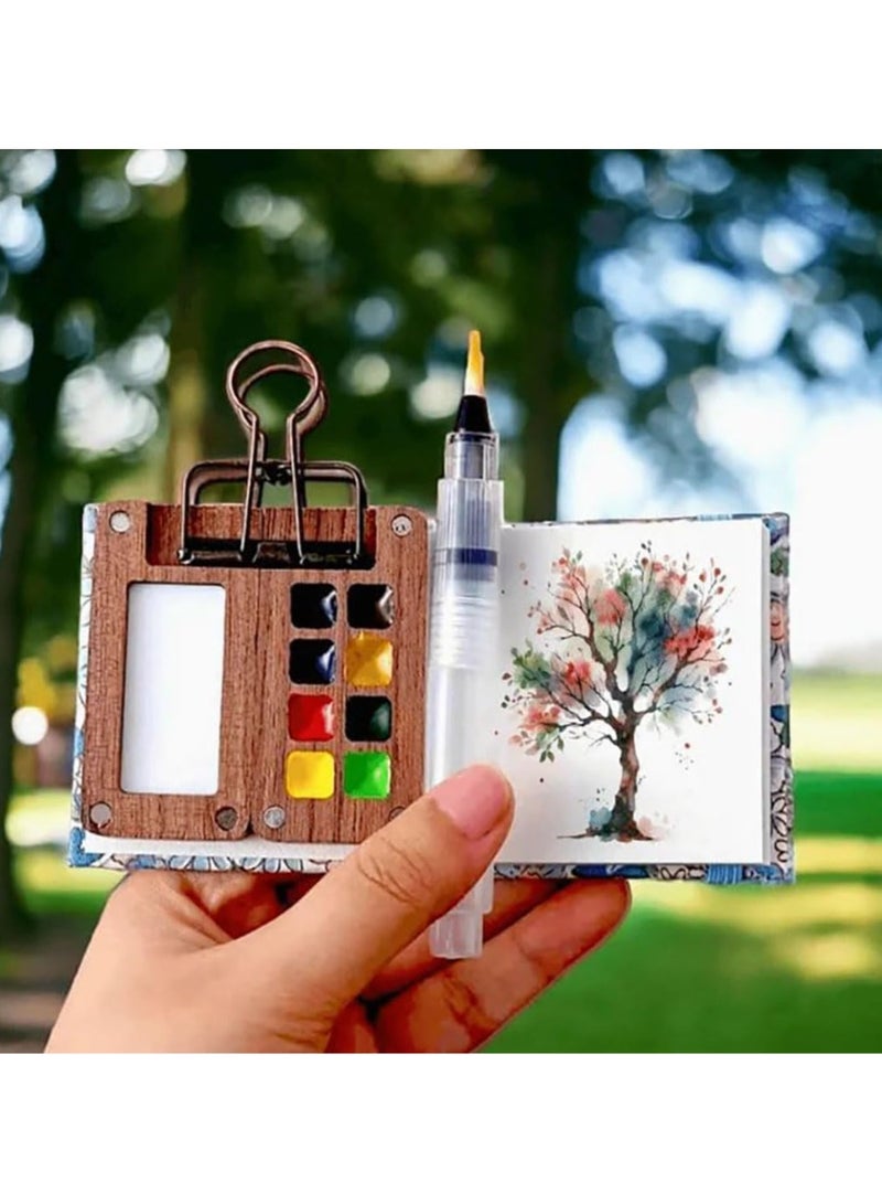 GNAFOTU Watercolor Travel Set - Compact Travel Paint Palette for On-the-Go Creativity, Mini Watercolor Palette Kit for Artists, Portable Paint Palette Travel Kit for Easy, Mess-Free Setup  - Image 2
