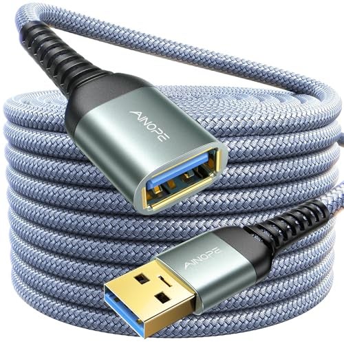 AINOPE USB Extension CableUSB ExtenderUSB 30 Extension Cable Male to Female Cord High Data Transfer Compatible with WebcamUSBKeyboardFlash DriveHard DrivePrinter20FTGrey - Image 1