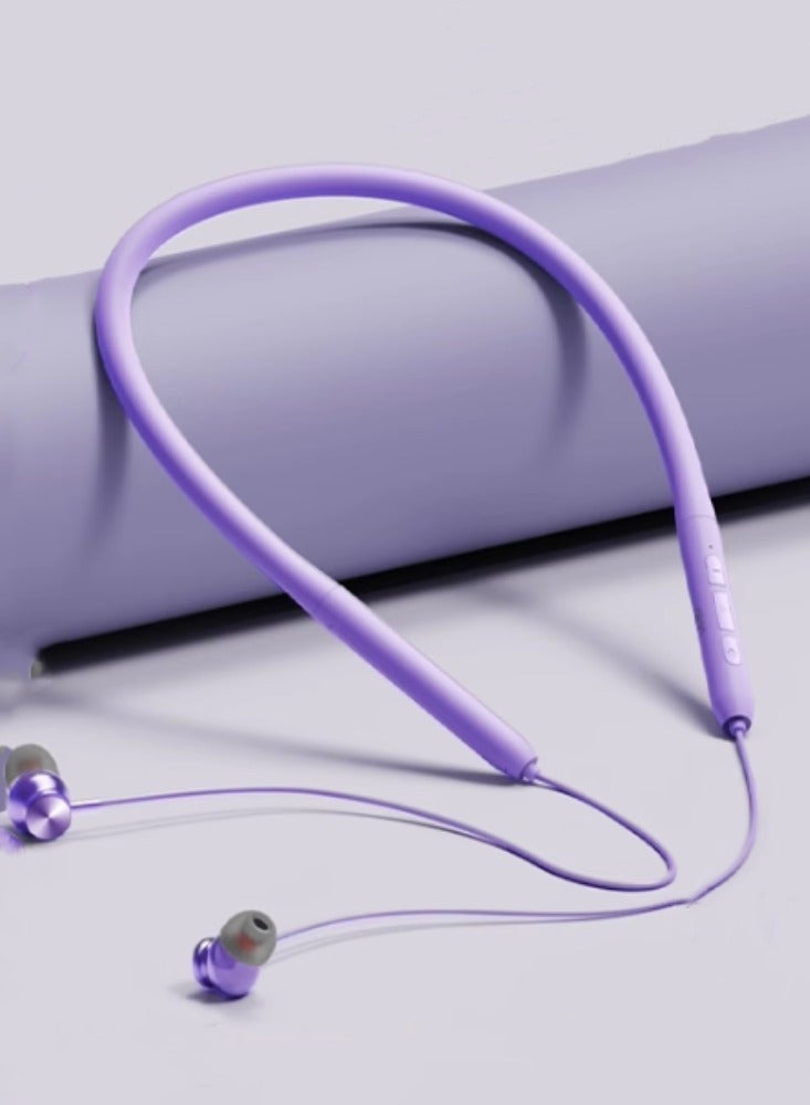 Bluetooth Headset Neck, Neck Hanging, Wireless In-ear Sports Running, Special Ultra-long Battery Life,Light Purple  - Image 1