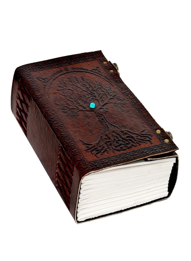 cuero C 600 Pages Leather Sun and Moon Embossed with Beautiful Blue Stone Journal Diary Notebook, Planner, Organizer, Sketchbook, Blank Book Journal (Tree of Life) - Image 1