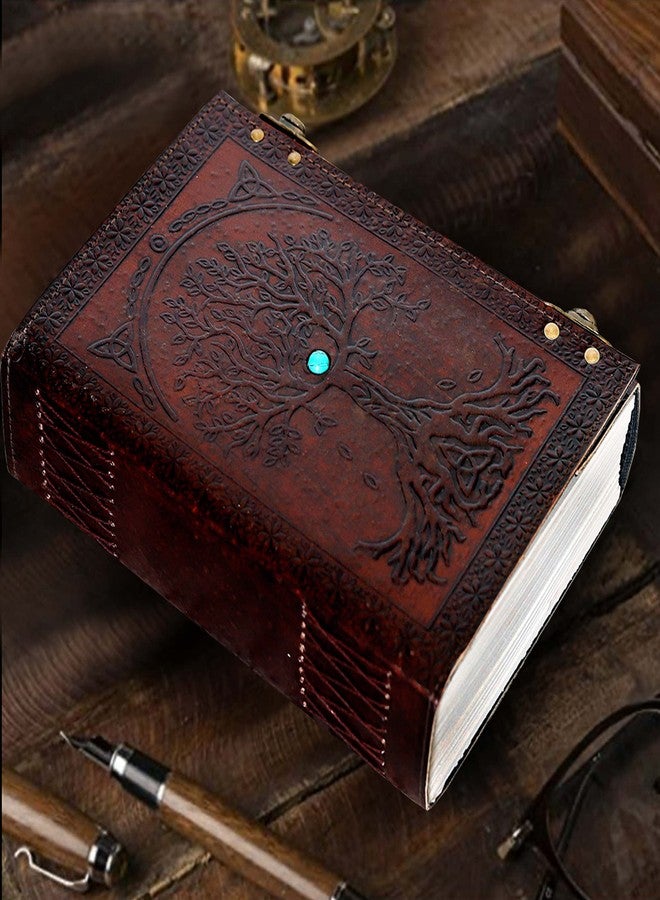 cuero C 600 Pages Leather Sun and Moon Embossed with Beautiful Blue Stone Journal Diary Notebook, Planner, Organizer, Sketchbook, Blank Book Journal (Tree of Life) - Image 5