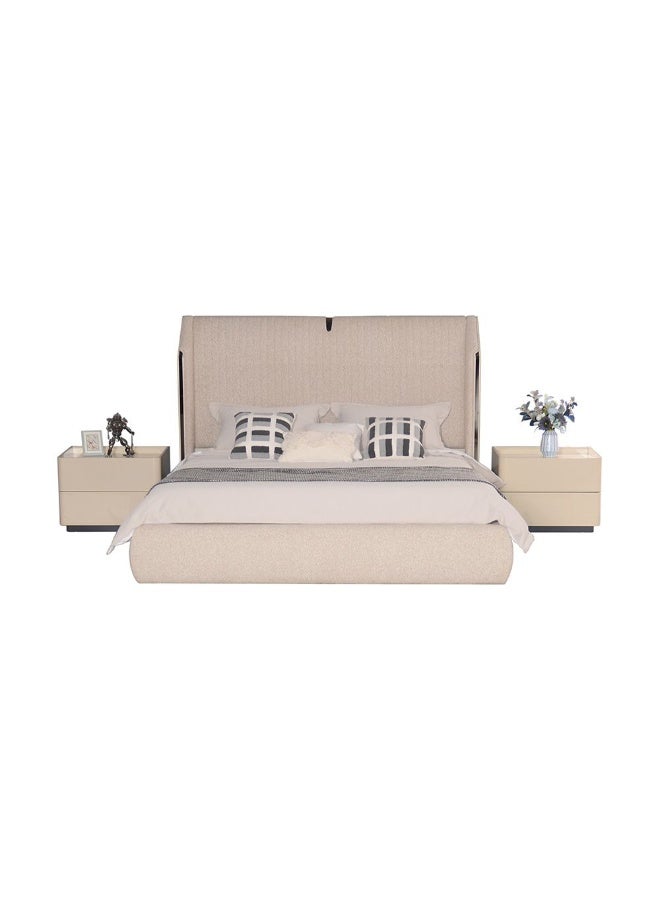 DANUBE HOME Mulligan 180X200 Upholstered King Bed  | Modern Design Wooden Double-Beige/Khaki - Image 1