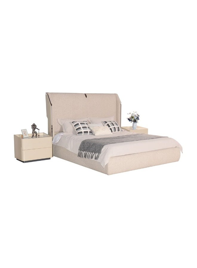 DANUBE HOME Mulligan 180X200 Upholstered King Bed  | Modern Design Wooden Double-Beige/Khaki - Image 3
