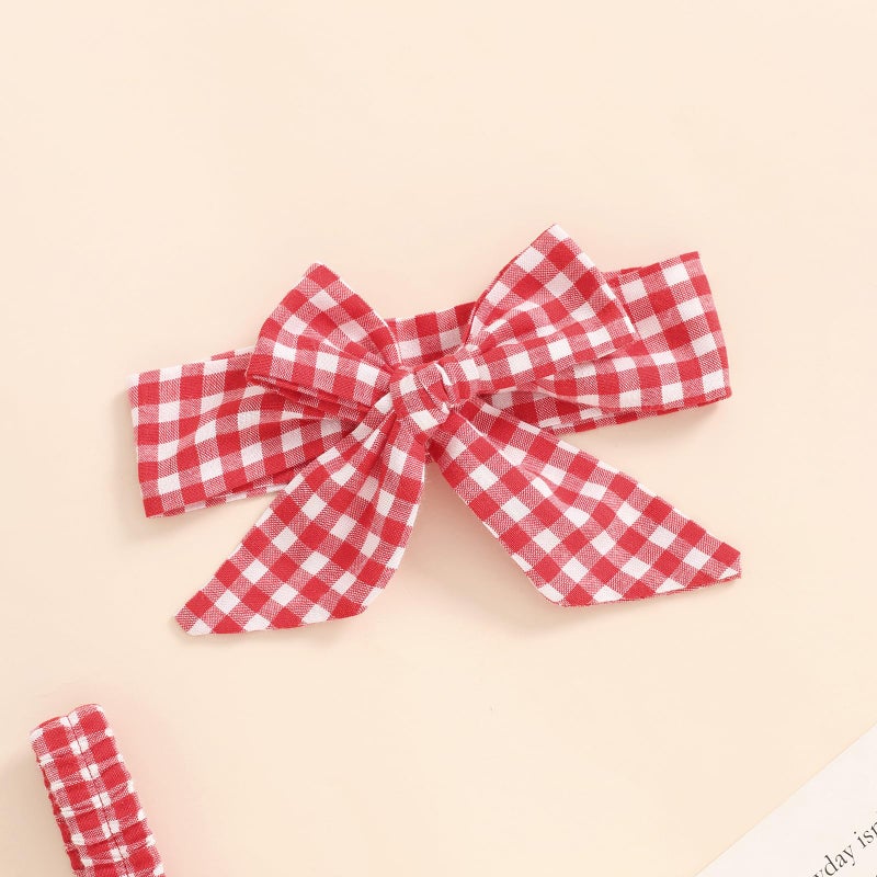 FOMOYUU Newborn Baby Girl Romper Summer Sleeveless Smocked Cotton Linen Clothes Outfit with Headband (Red Plaid, 0-3 Months) - Image 4