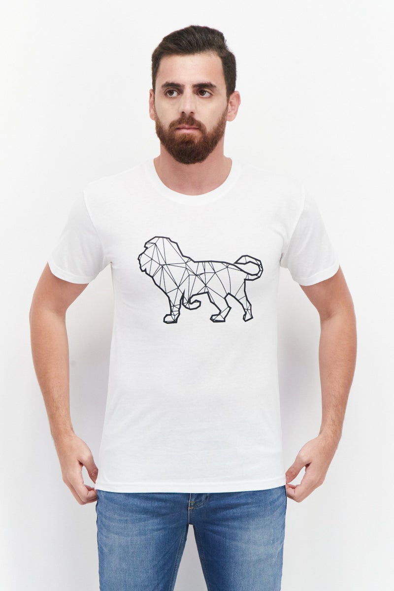 Project Essentials Men Crew Neck Short Sleeve Graphic Printed T Shirt, White - Image 1