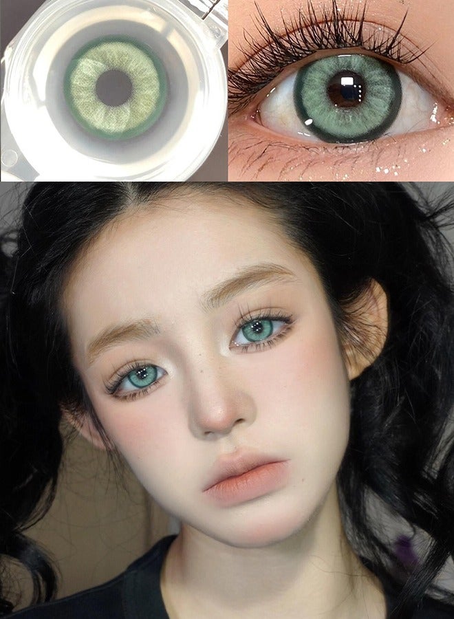 Mill creek color contact lenses 14.5MM hydrogel lenses can be used for 6 months 1 pair of 2 green glasses - Image 2