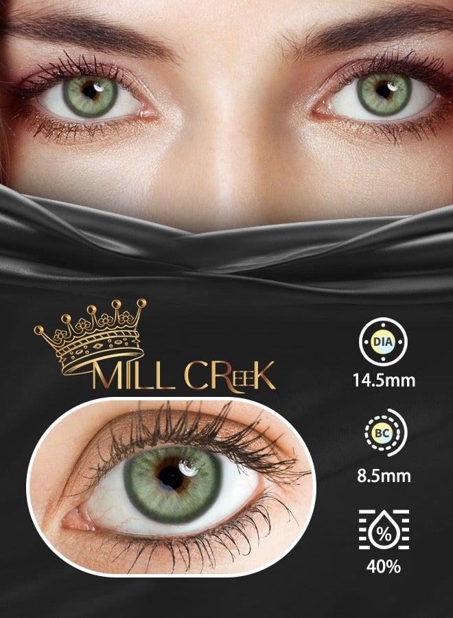 Mill creek color contact lenses 14.5MM hydrogel lenses can be used for 6 months 1 pair of 2 green glasses - Image 1