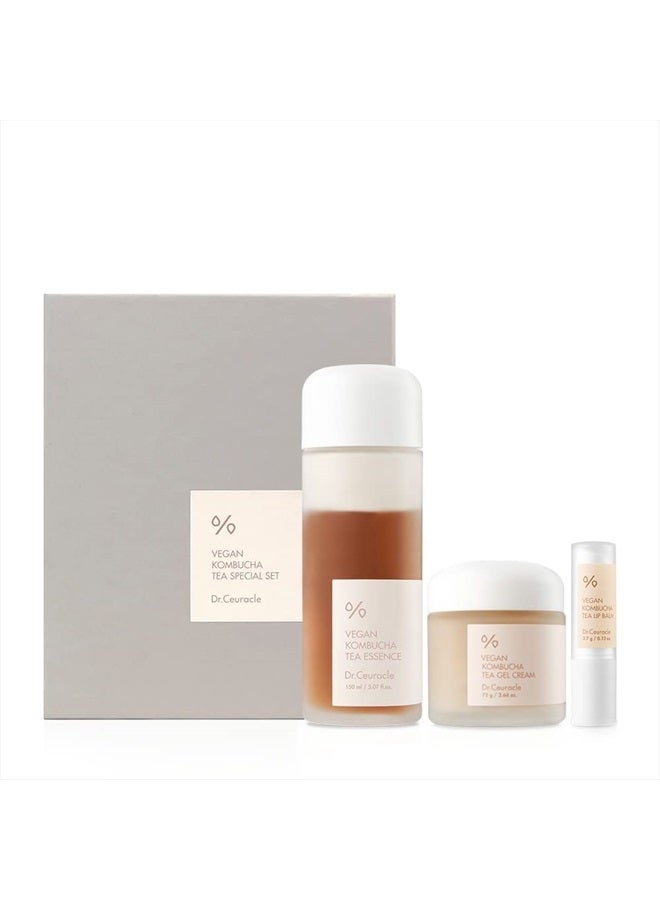 Dr.Ceuracle Vegan Kombucha Tea Special Setㅣ3-Piece Skincare Gift with Essence, Gel Cream, Lip BalmㅣHydrating, Detoxifying, NourishingㅣMade in Korea, Cruelty Free  - Image 1