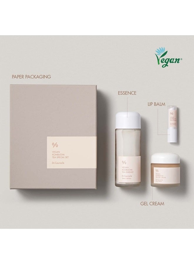 Dr.Ceuracle Vegan Kombucha Tea Special Setㅣ3-Piece Skincare Gift with Essence, Gel Cream, Lip BalmㅣHydrating, Detoxifying, NourishingㅣMade in Korea, Cruelty Free  - Image 2