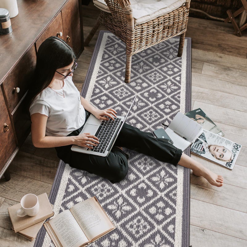 Ileading Runner Rugs for Hallways 2x10ft Heavy-Duty Durable Entryway Floor Mat with Non Slip Rubber Backing for Busy Traffic Extended Indoor Doormat Machine Washable Kitchen Throw Rug(Grey) - Image 2