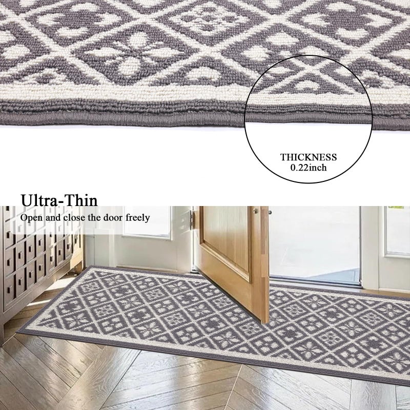 Ileading Runner Rugs for Hallways 2x10ft Heavy-Duty Durable Entryway Floor Mat with Non Slip Rubber Backing for Busy Traffic Extended Indoor Doormat Machine Washable Kitchen Throw Rug(Grey) - Image 5