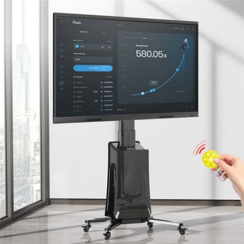 ان بي ايرجونوميك حامل تلفزيون أرضي آلي  لتلفزيونات 55–85 بوصة، يتحمل حتى 45.5 كجم، قابل لتعديل الارتفاع من 1200–1500 مم، VESA  600×400 مم، حامل تلفزيون متنقل مزود بعجلات، أسود  | G85 - Image 2