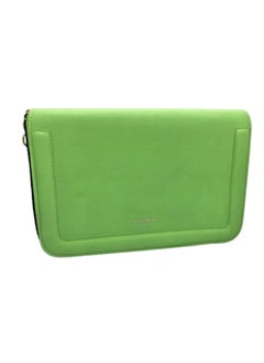 Luxury women's leather bag in mint green color with a golden metal handle from David Jones