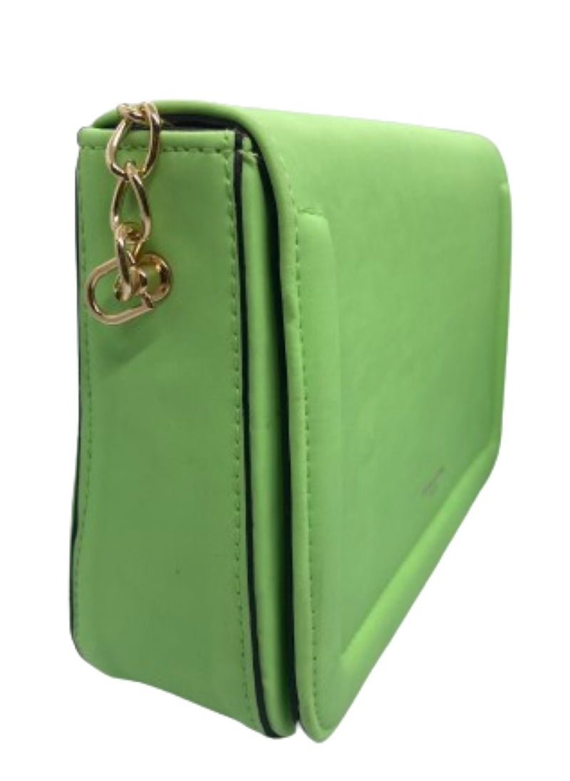 David Jones - Luxury women's leather bag in mint green color with a golden metal handle from David Jones - Image 1