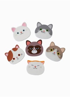 Cup Mat, Qute Cat Silicone Rubber Coaster Any Table Type for Glass Tea- Best Housewarming Beverage, Drink, Home House Kitchen Decor Wedding Registry Gift Idea Size Drinking Glasses, 6Pcs