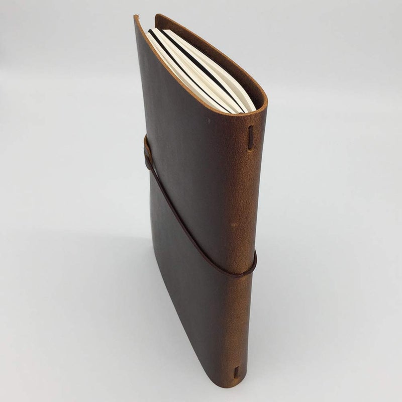 newestor A5 Travelers Notebook with 3 Lined Inserts - Leather Personal Organizer for Men & Women, 90 Sheets, Brown - Image 2